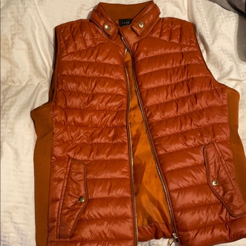 Orange Love Tree Puffer Vest
